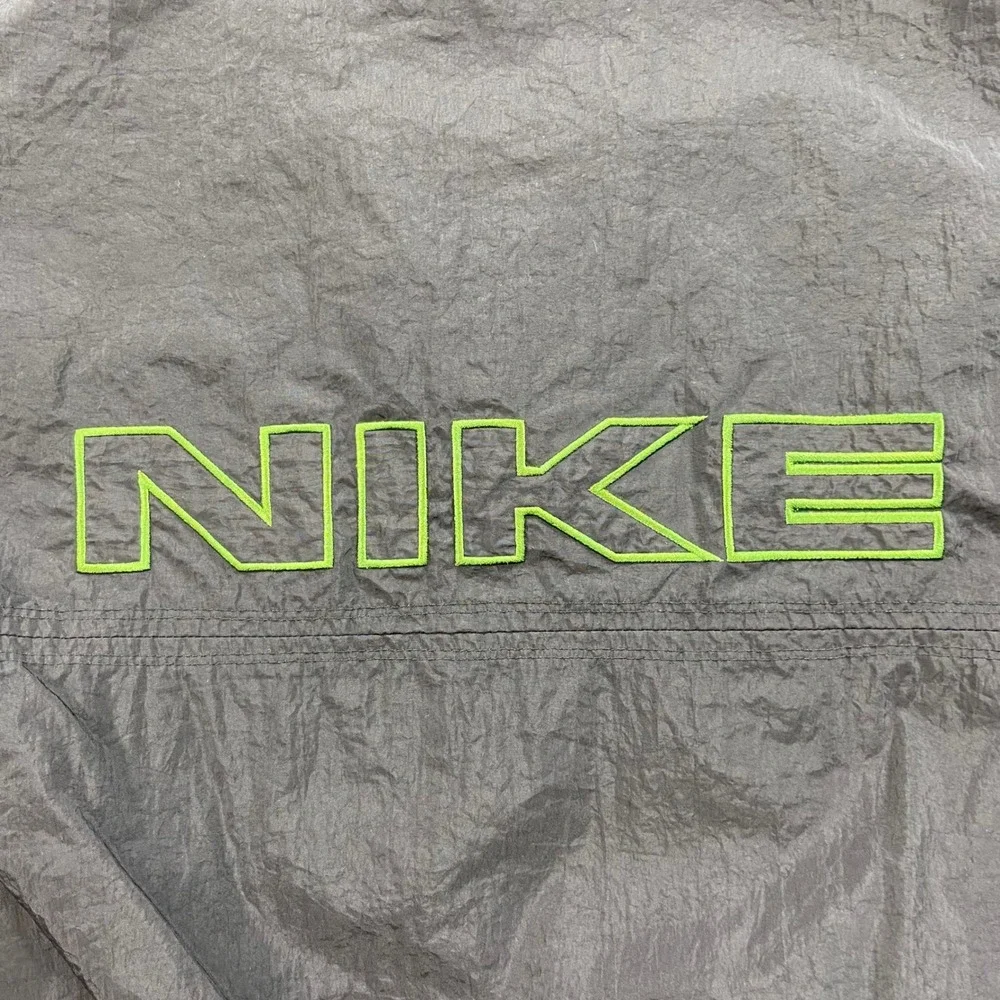 Vintage 90's Nike Windbreaker Pullover Men M Black Green Half Zip Spell Out